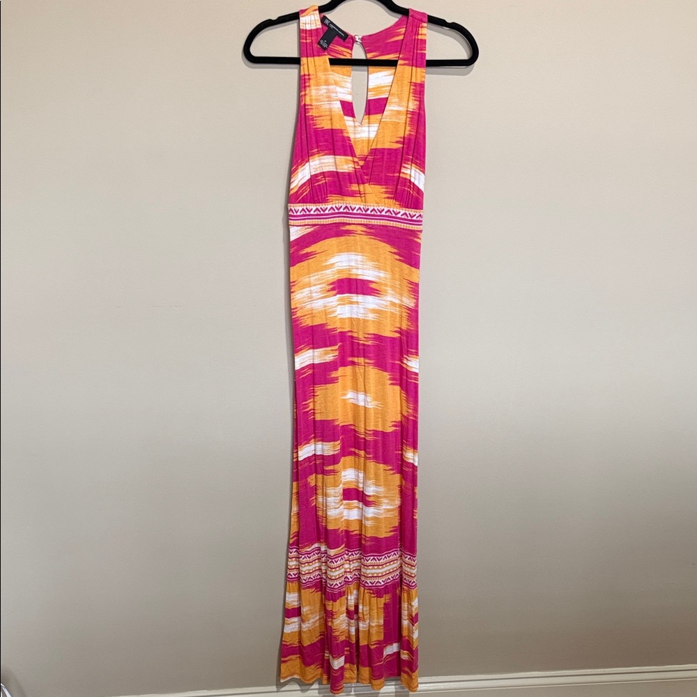 INC International Concepts Pink and Orange Patterned Maxi Dress